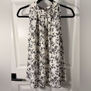 Sleeveless Black & White Floral Tank Top